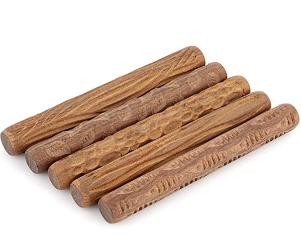 Mini Rolling Pins: Lzttyee Set of 5 Wooden Handle Pottery Tools