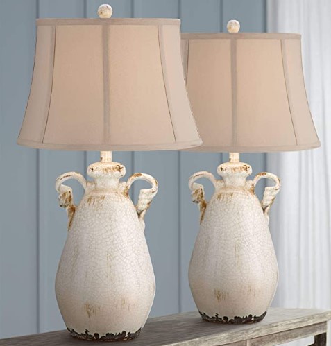 Pottery Lamp: Isabella Country Cottage Jar Table Lamps