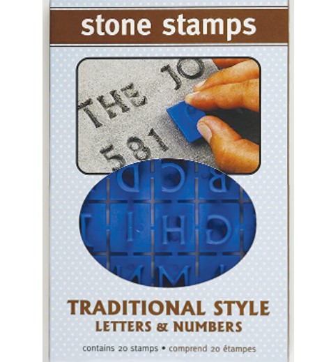Pottery stamps: traditional letters and numbers stepping stone stamps